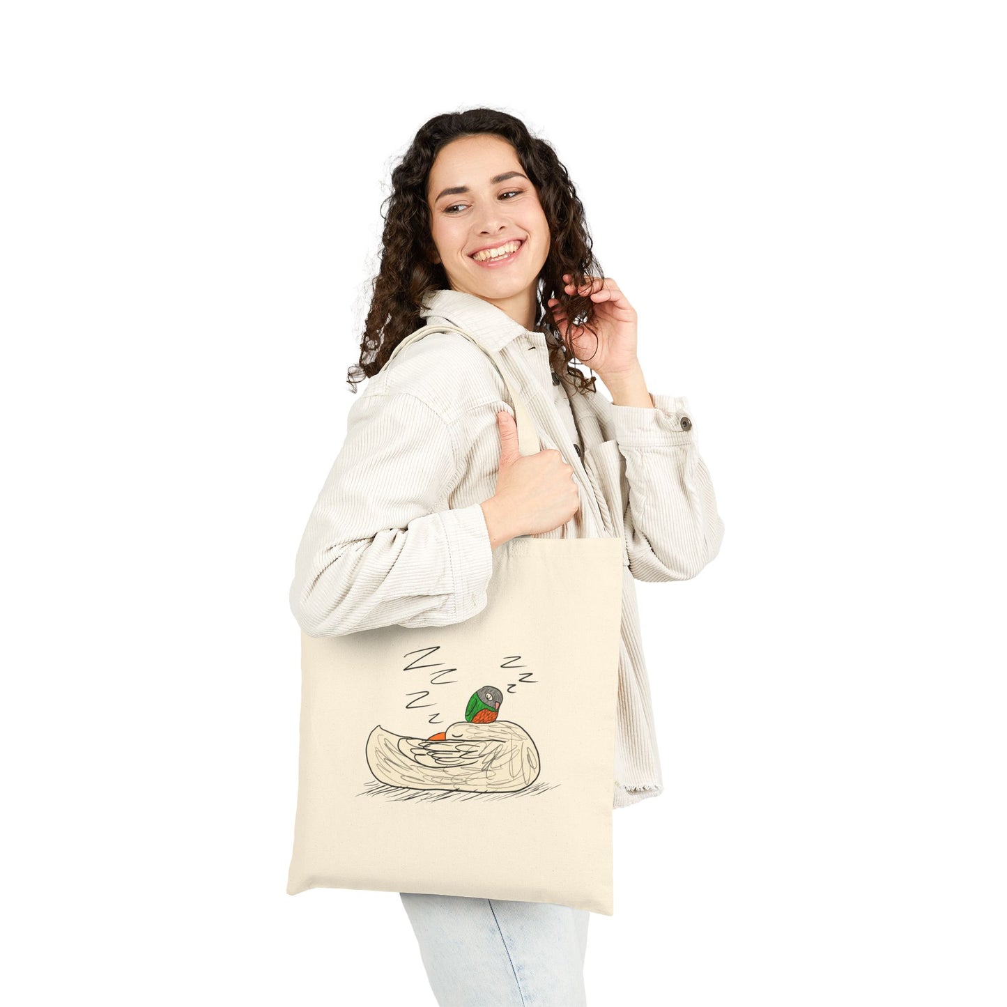 Green Cheek Conure Tote Bag - Cute Parrot Illustration Canvas Tote for Bird Lovers