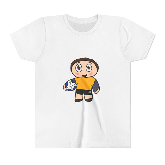 Youth Soccer Player T-Shirt — Cute Cartoon Kid with Ball