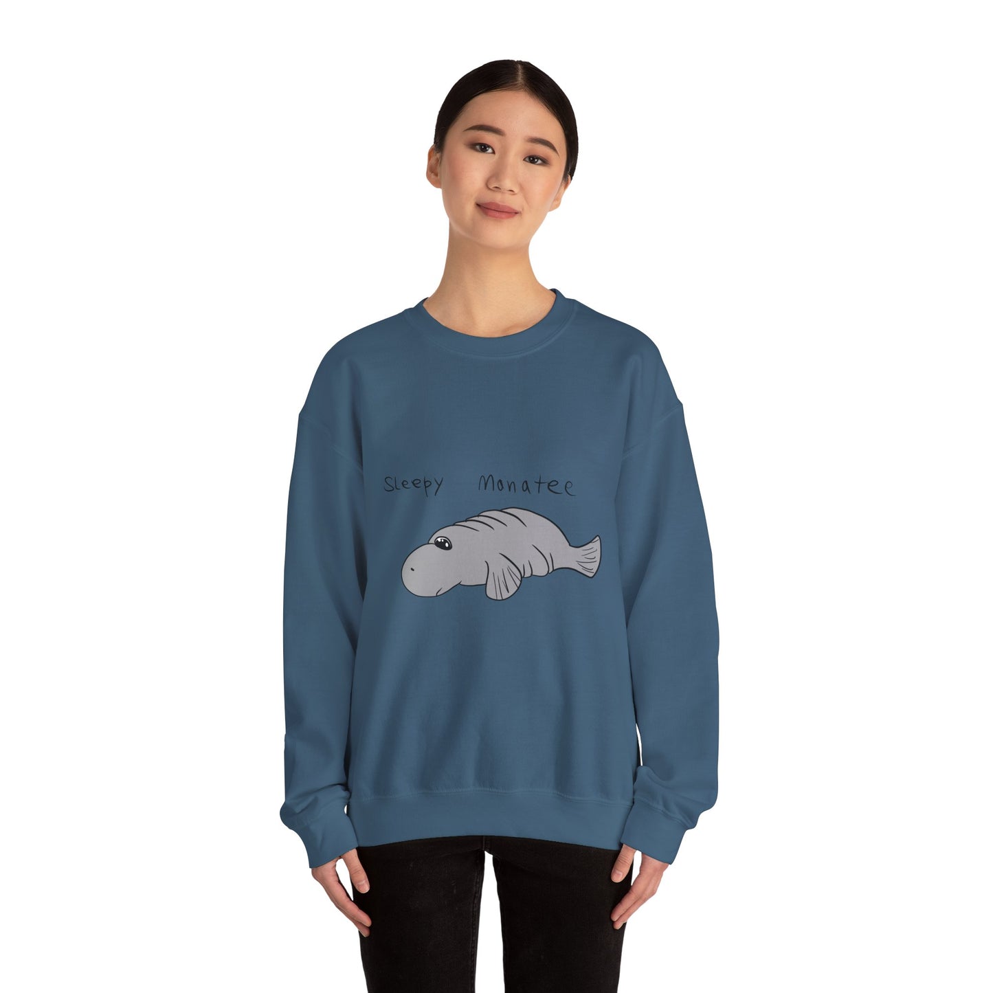 Sleepy Manatee Crewneck Sweatshirt — Cute Lazy Manatee Graphic