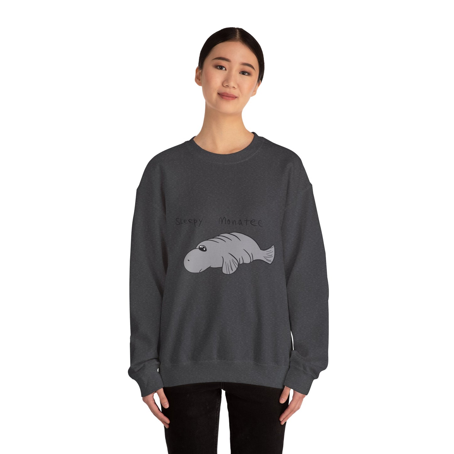 Sleepy Manatee Crewneck Sweatshirt — Cute Lazy Manatee Graphic