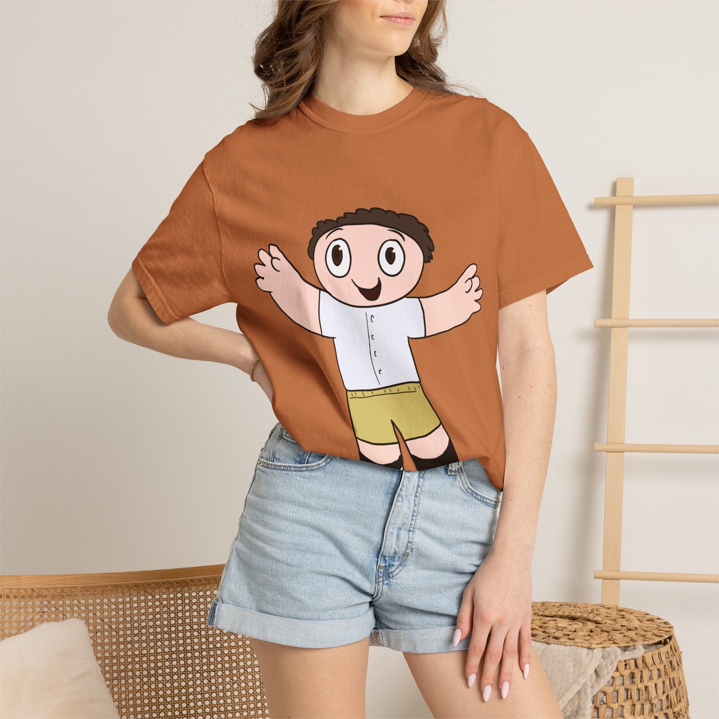 Cute Cartoon Kid Graphic T-Shirt — Playful Retro Character Tee