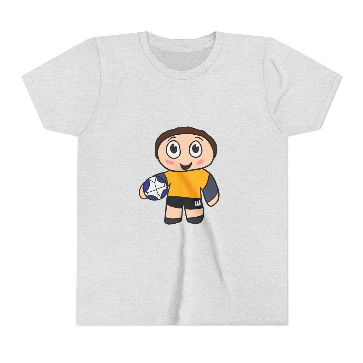Youth Soccer Player T-Shirt — Cute Cartoon Kid with Ball
