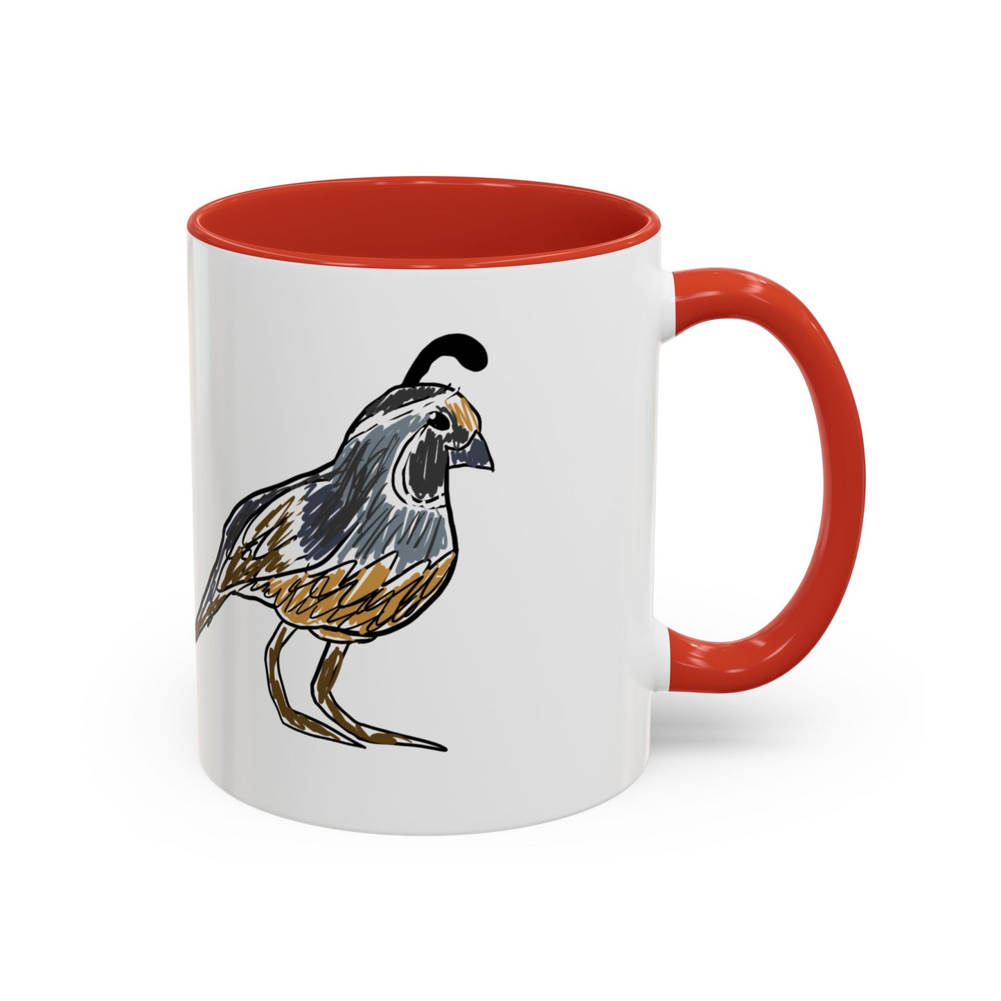 Quail Bird Coffee Mug — Hand-Drawn California Quail Accent Mug
