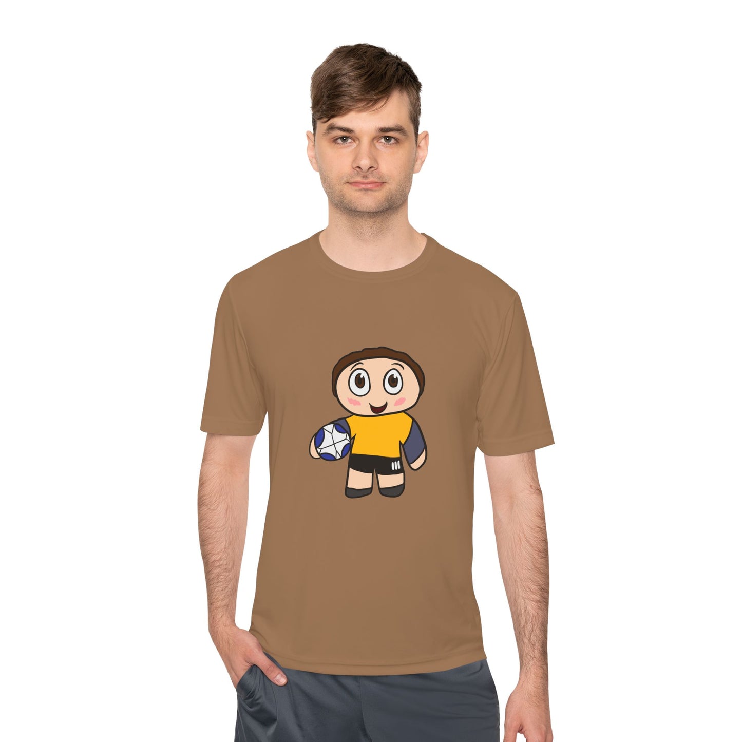 Youth Rugby Player Moisture-Wicking Tee — Cute Cartoon Rugby Shirt