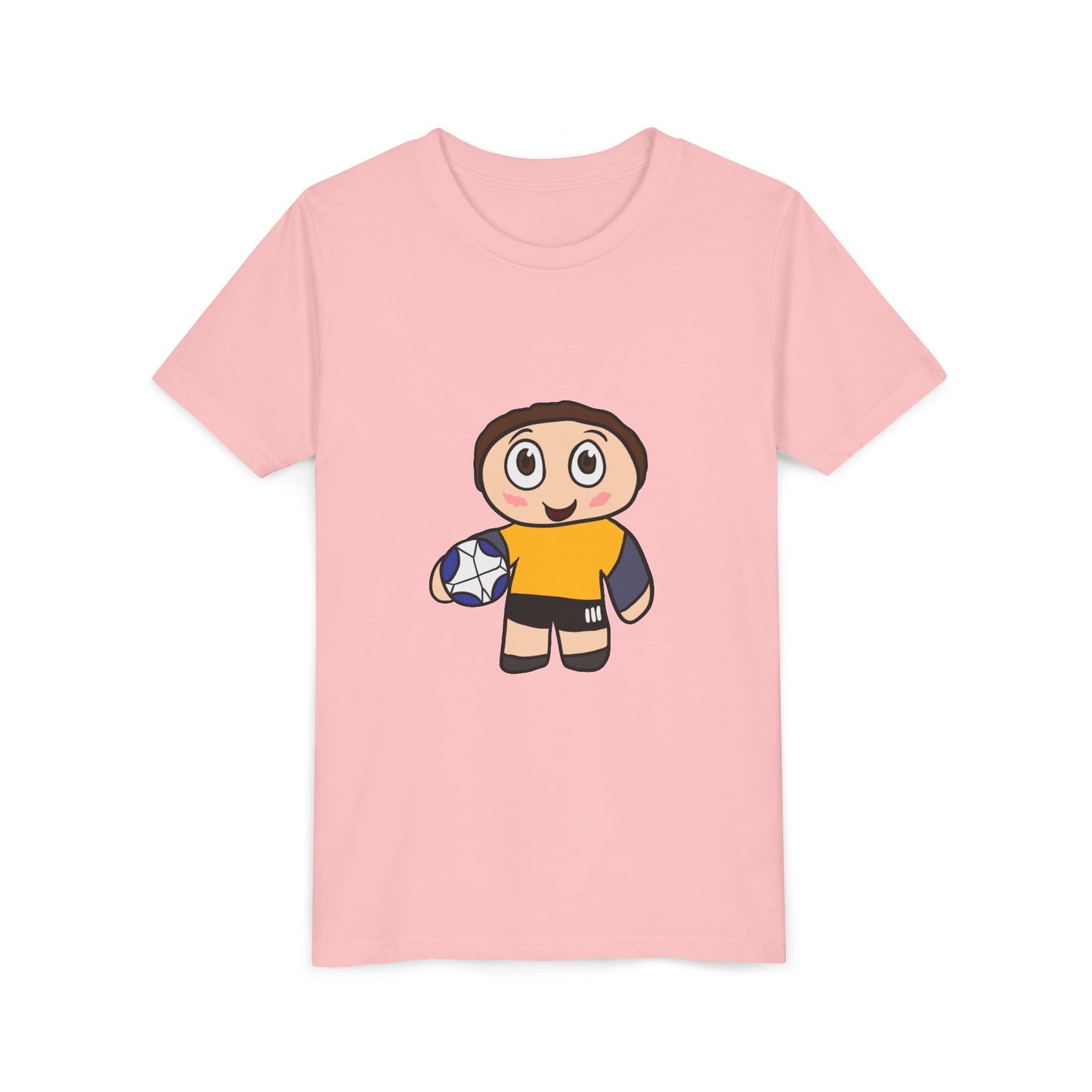 Youth Soccer Player T-Shirt — Cute Cartoon Kid with Ball