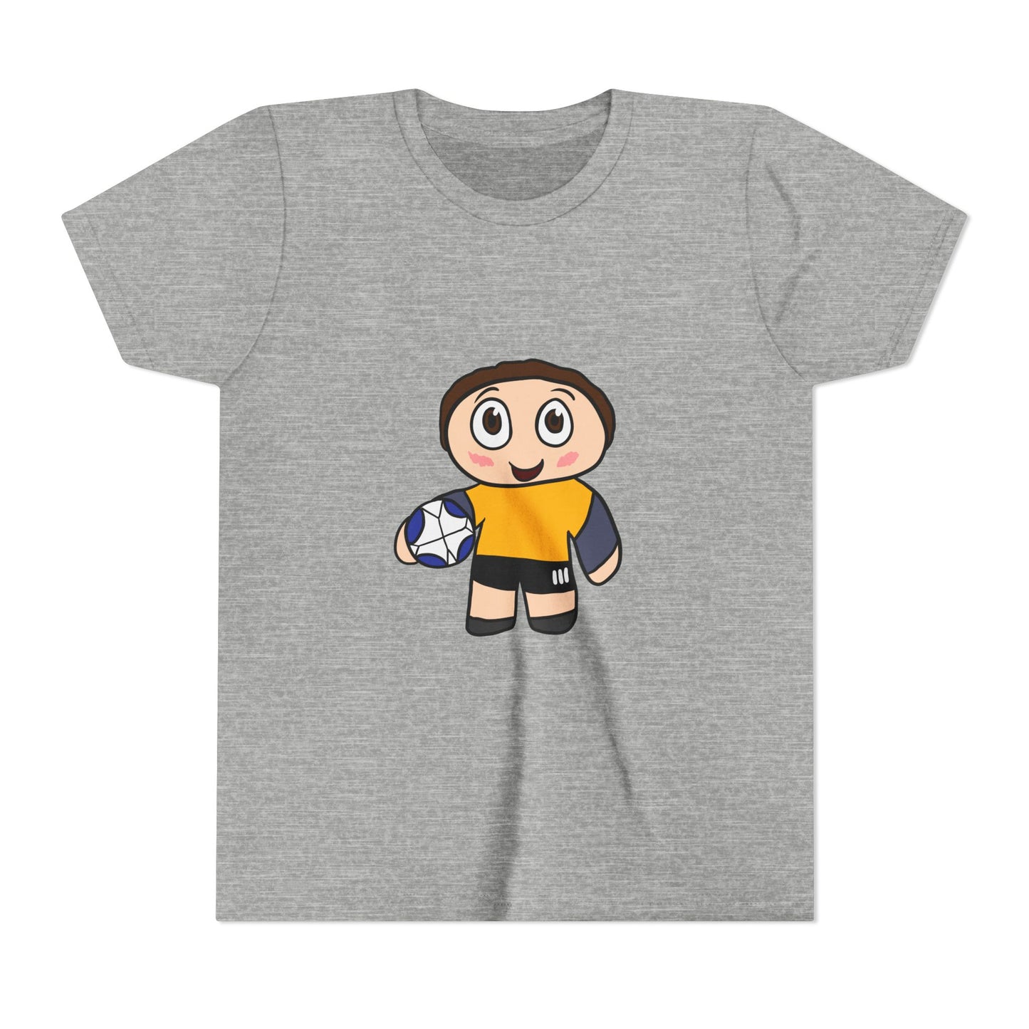 Youth Soccer Player T-Shirt — Cute Cartoon Kid with Ball