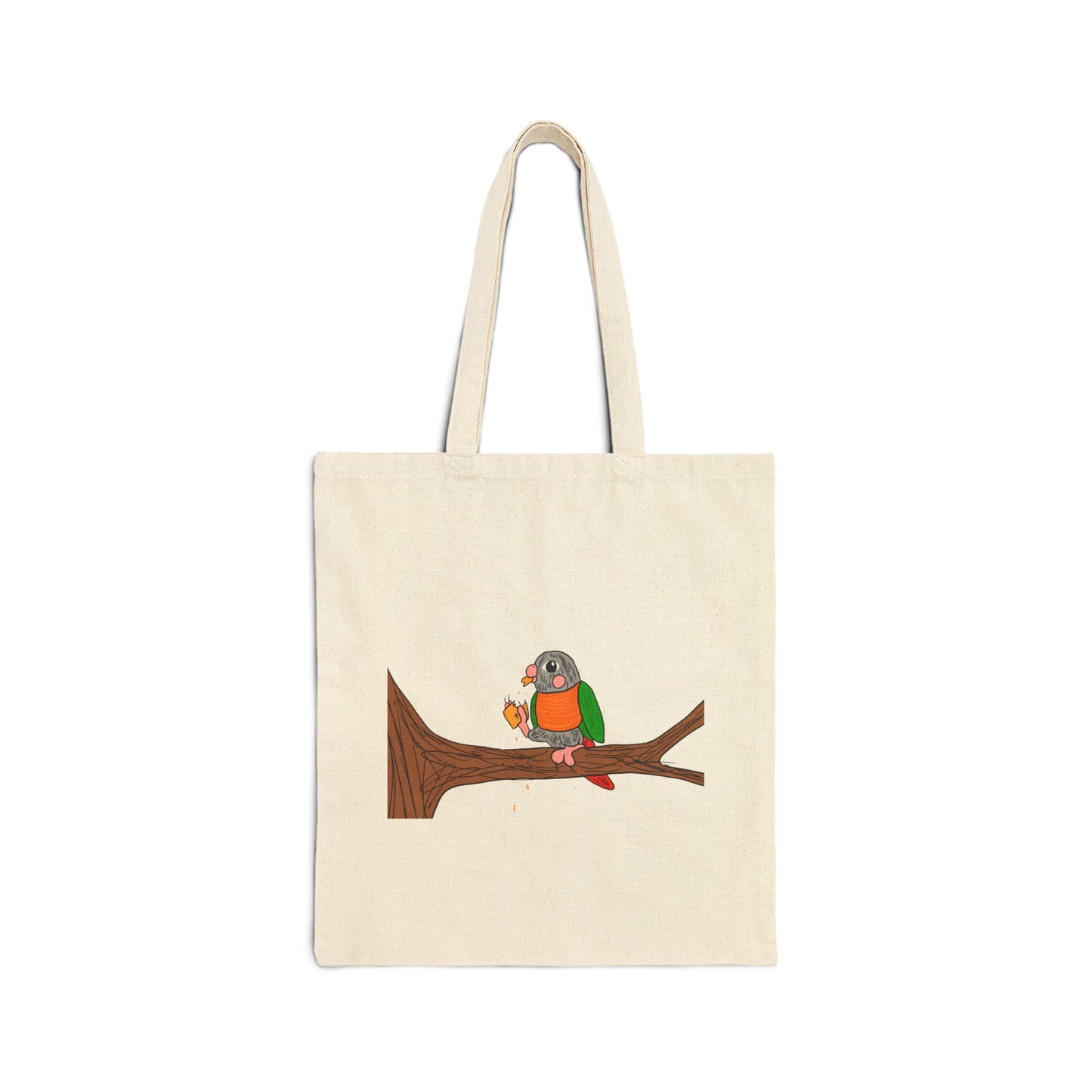 Green Cheek Conure Tote Bag - Cute Parrot Illustration Canvas Tote for Bird Lovers