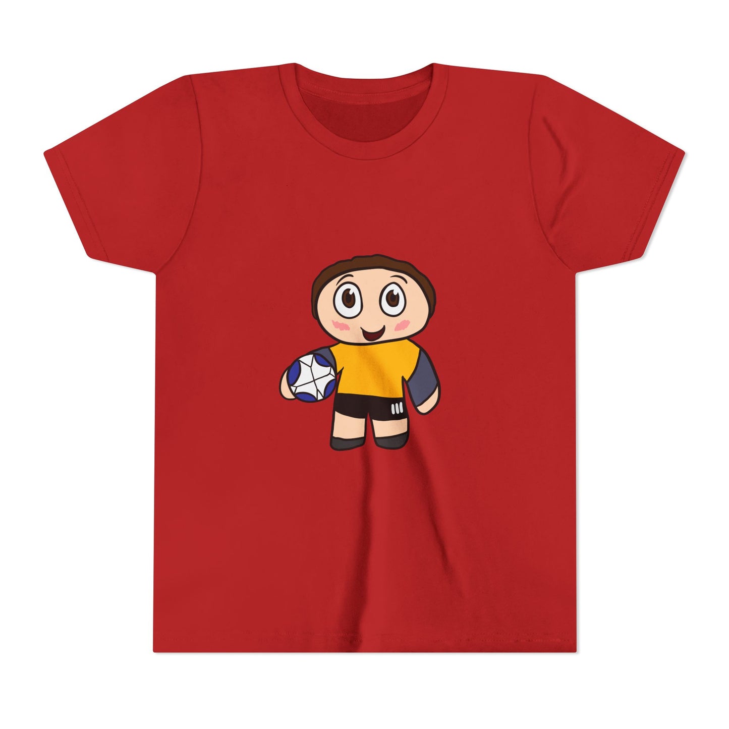 Youth Soccer Player T-Shirt — Cute Cartoon Kid with Ball