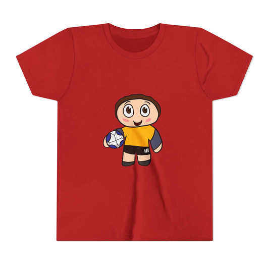 Youth Soccer Player T-Shirt — Cute Cartoon Kid with Ball