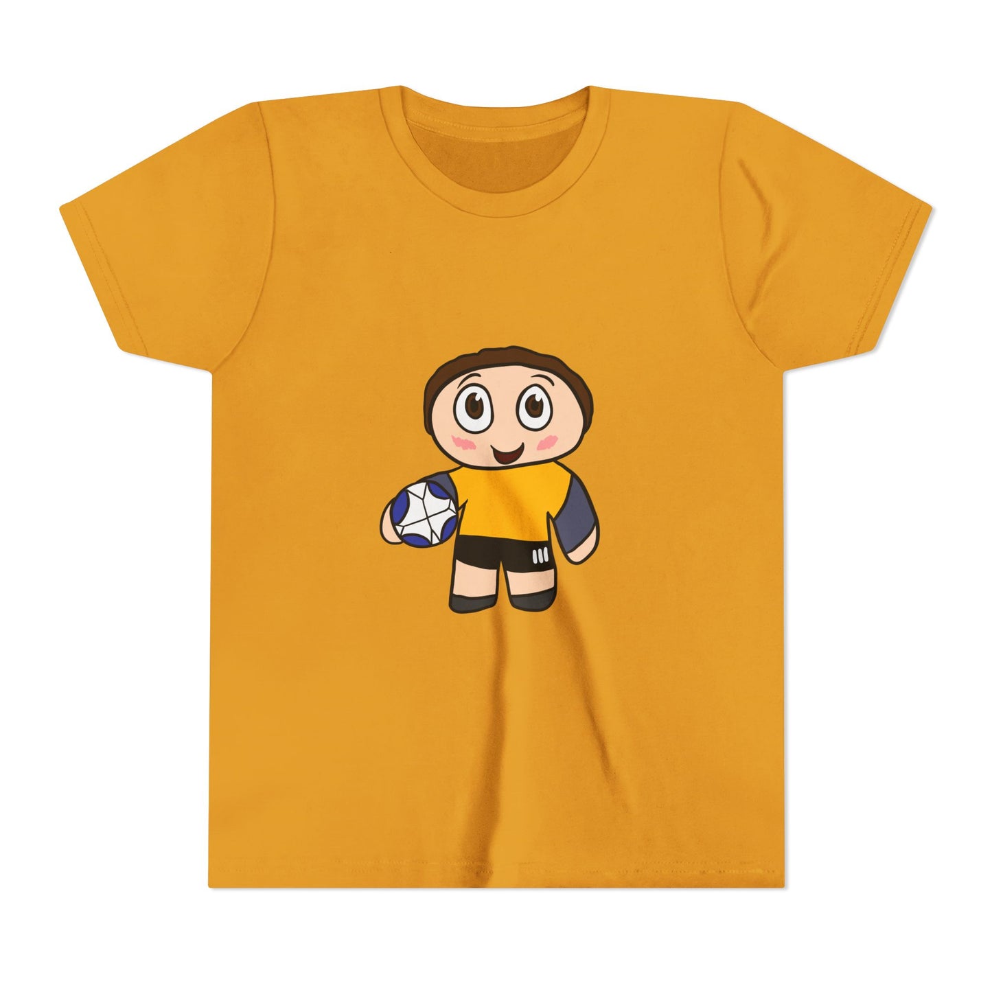Youth Soccer Player T-Shirt — Cute Cartoon Kid with Ball