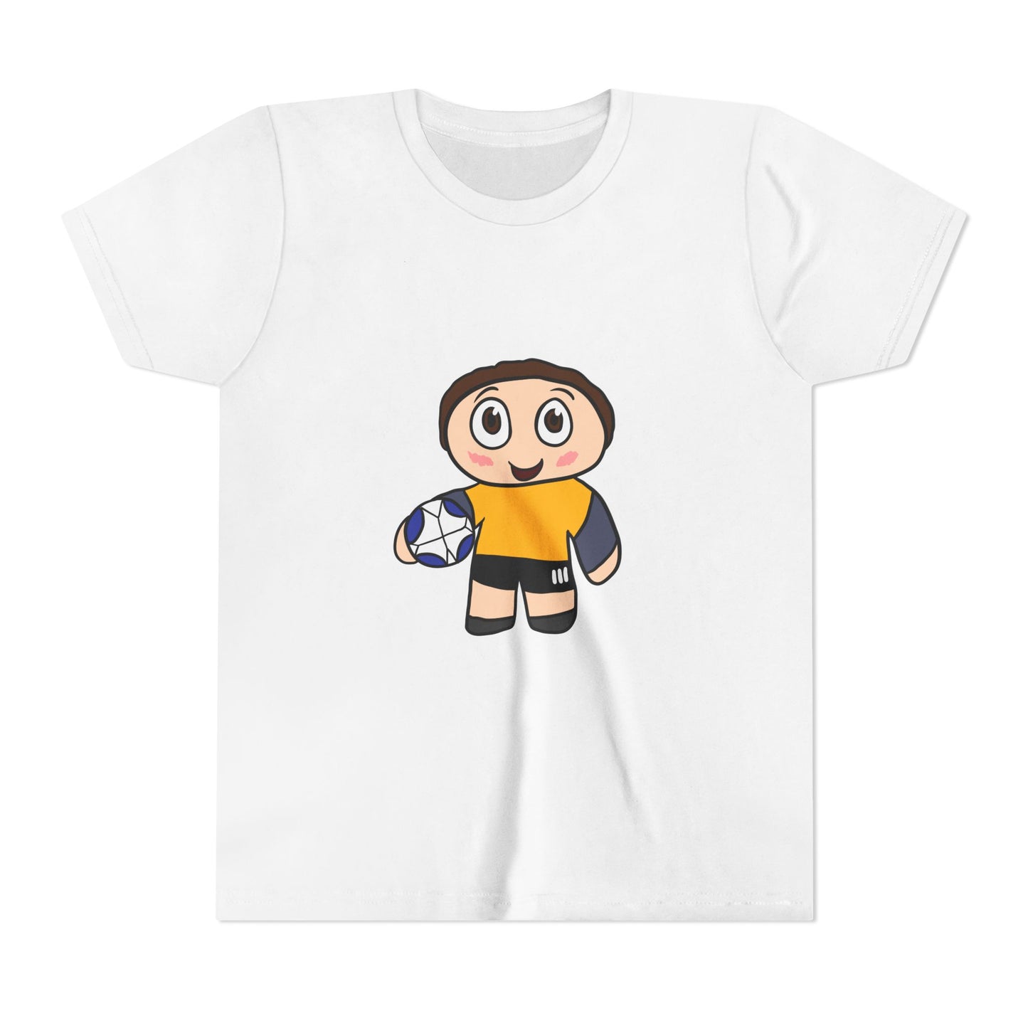 Youth Soccer Player T-Shirt — Cute Cartoon Kid with Ball