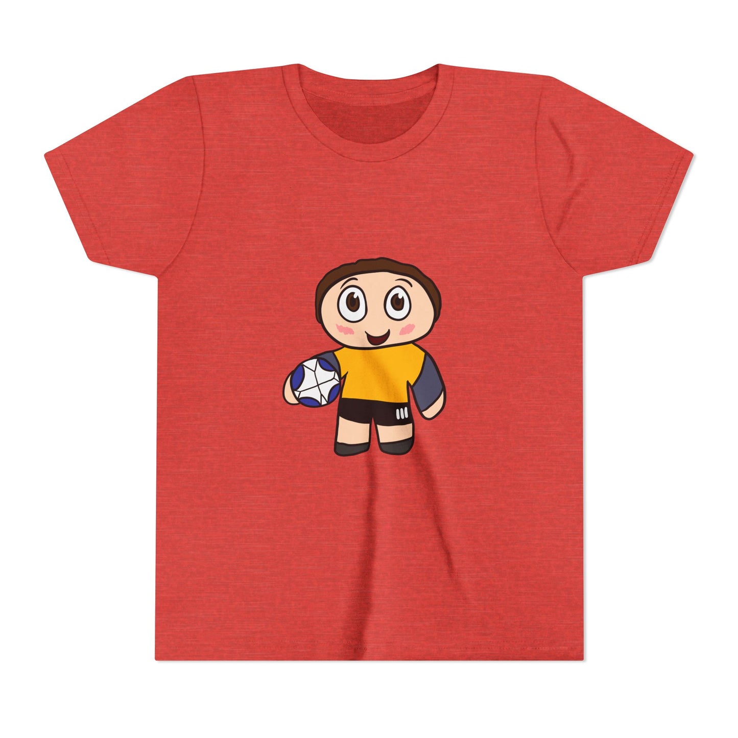 Youth Soccer Player T-Shirt — Cute Cartoon Kid with Ball