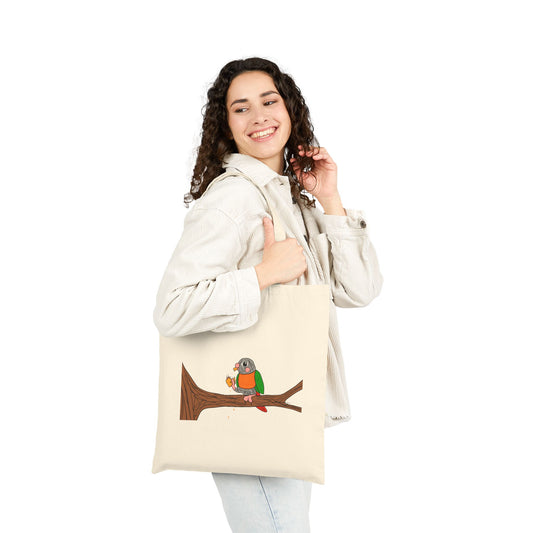 Green Cheek Conure Tote Bag - Cute Parrot Illustration Canvas Tote for Bird Lovers