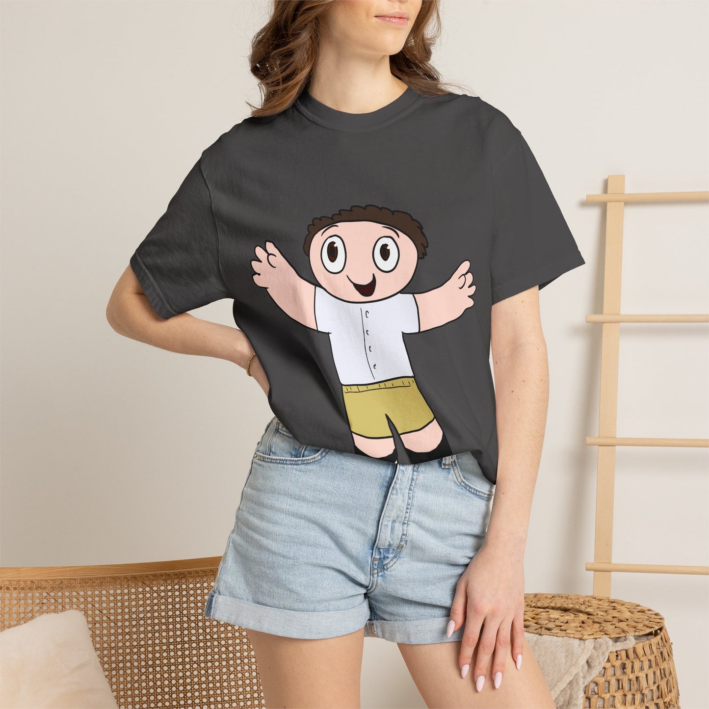 Cute Cartoon Kid Graphic T-Shirt — Playful Retro Character Tee