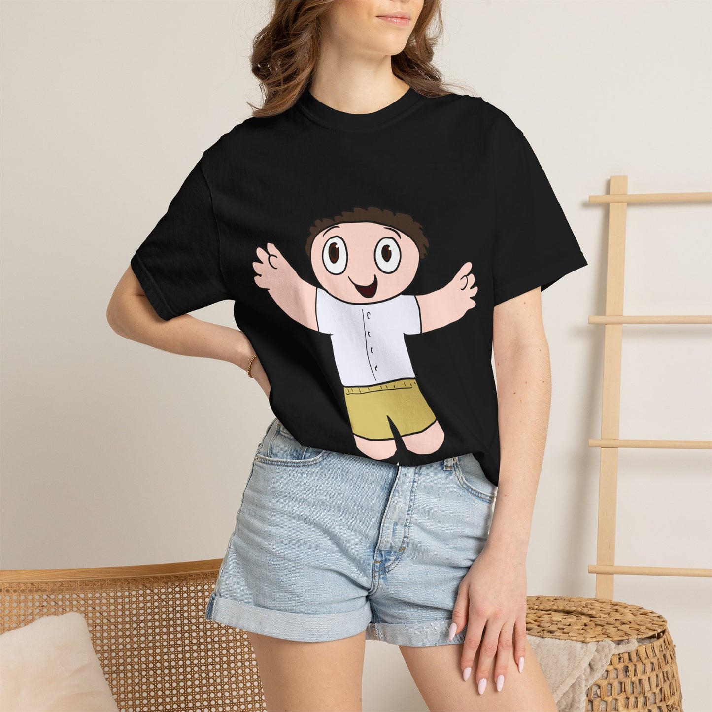 Cute Cartoon Kid Graphic T-Shirt — Playful Retro Character Tee