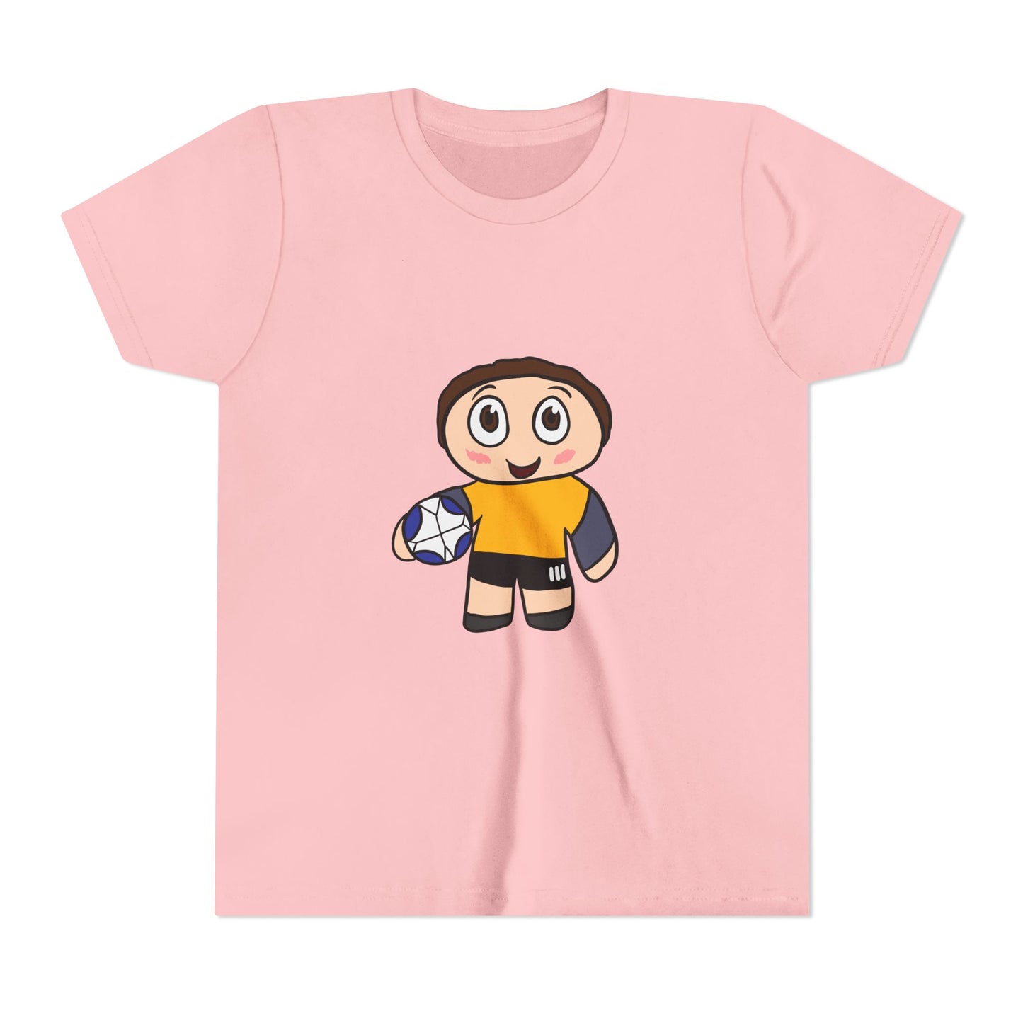 Youth Soccer Player T-Shirt — Cute Cartoon Kid with Ball