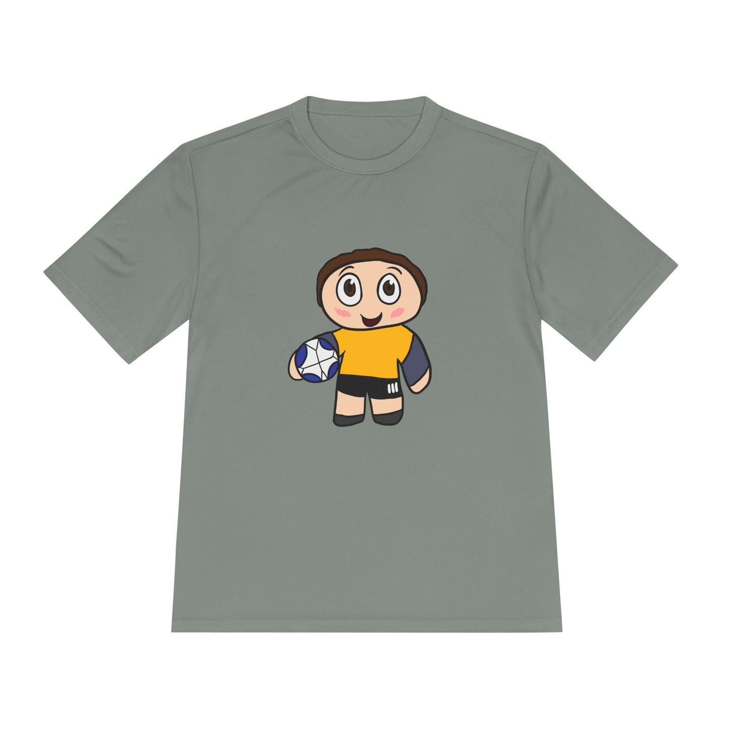 Youth Rugby Player Moisture-Wicking Tee — Cute Cartoon Rugby Shirt