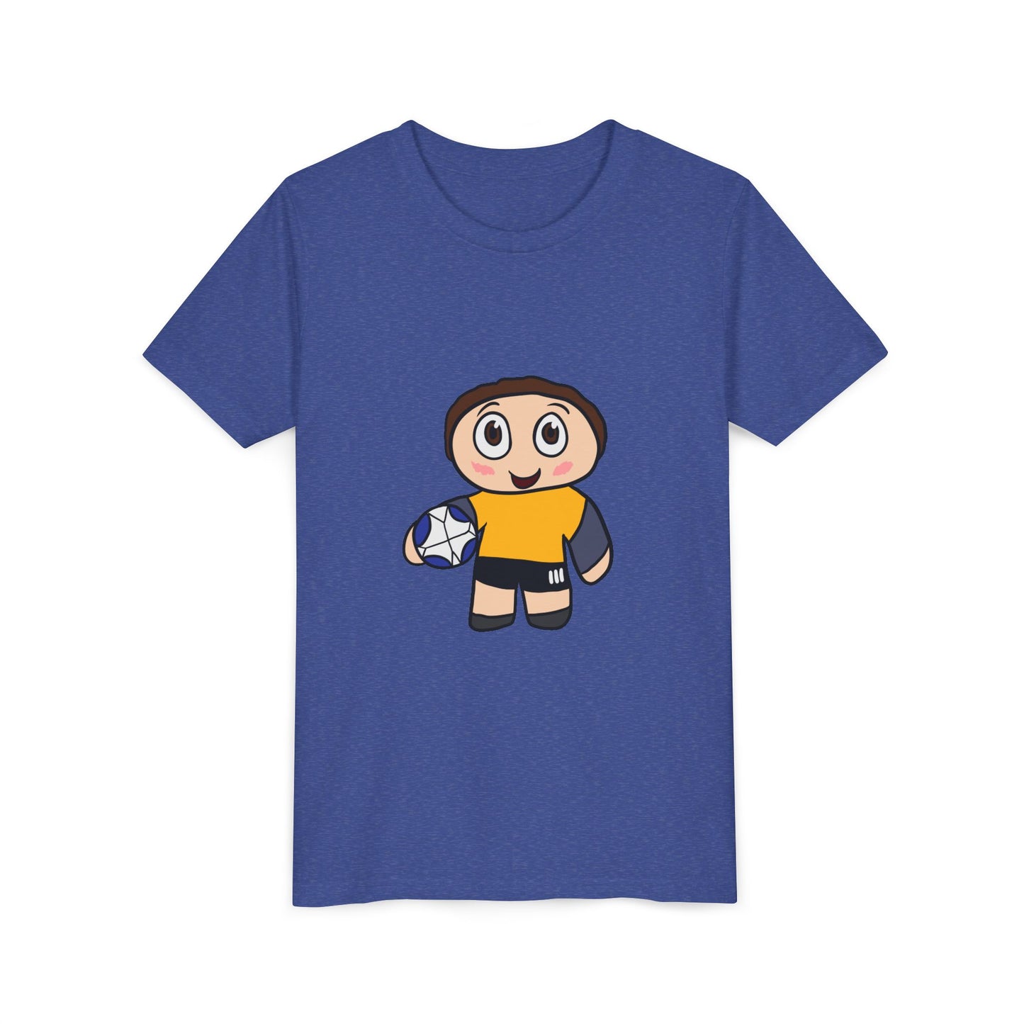 Youth Soccer Player T-Shirt — Cute Cartoon Kid with Ball