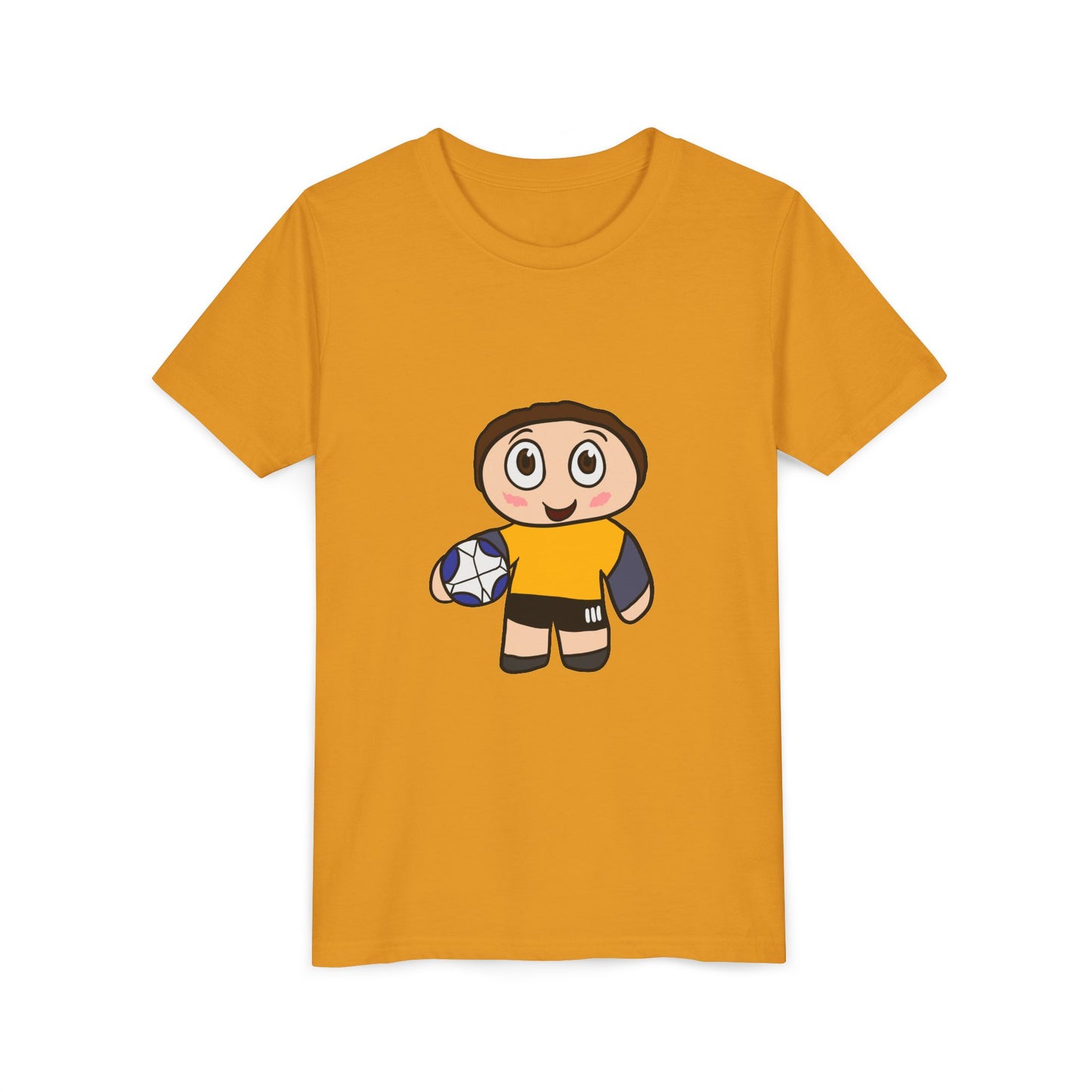 Youth Soccer Player T-Shirt — Cute Cartoon Kid with Ball