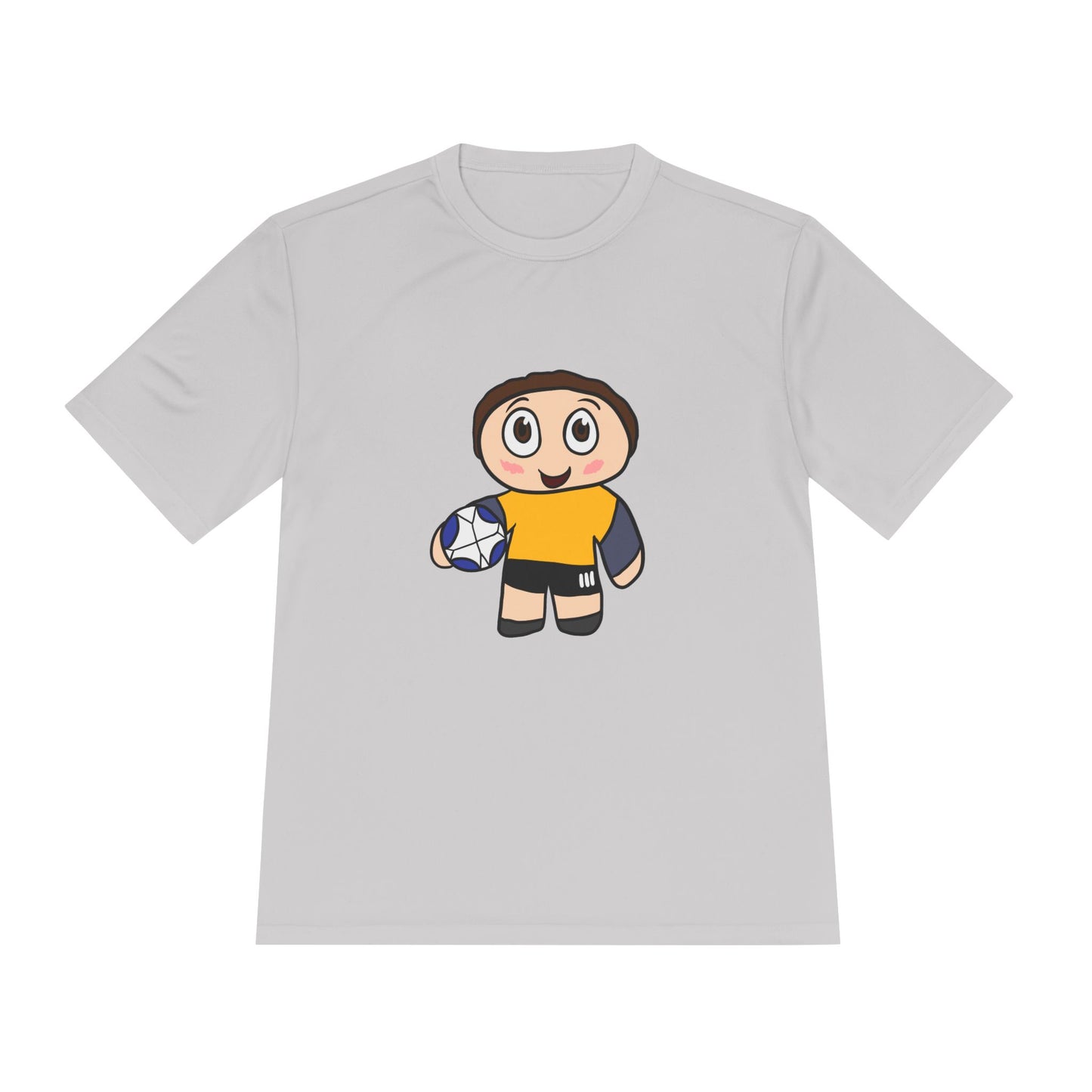Youth Rugby Player Moisture-Wicking Tee — Cute Cartoon Rugby Shirt