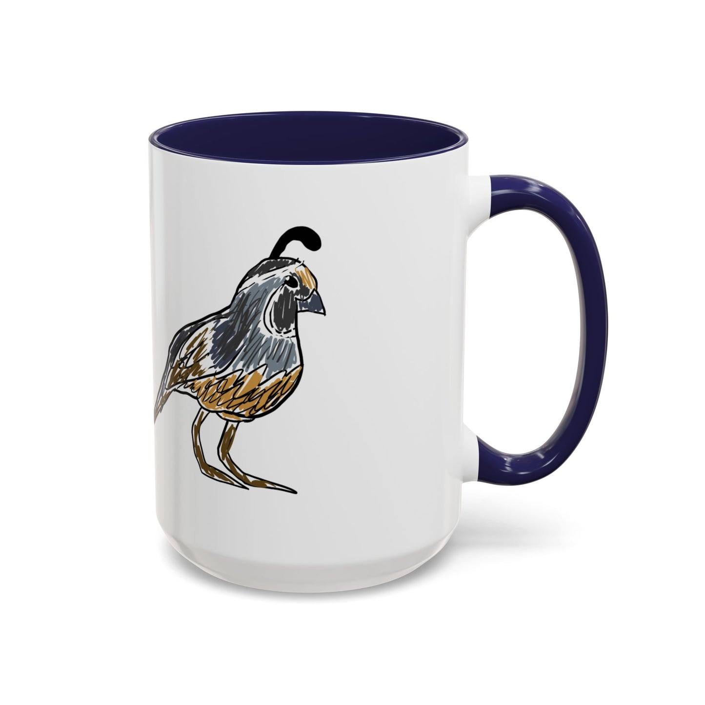 Quail Bird Coffee Mug — Hand-Drawn California Quail Accent Mug