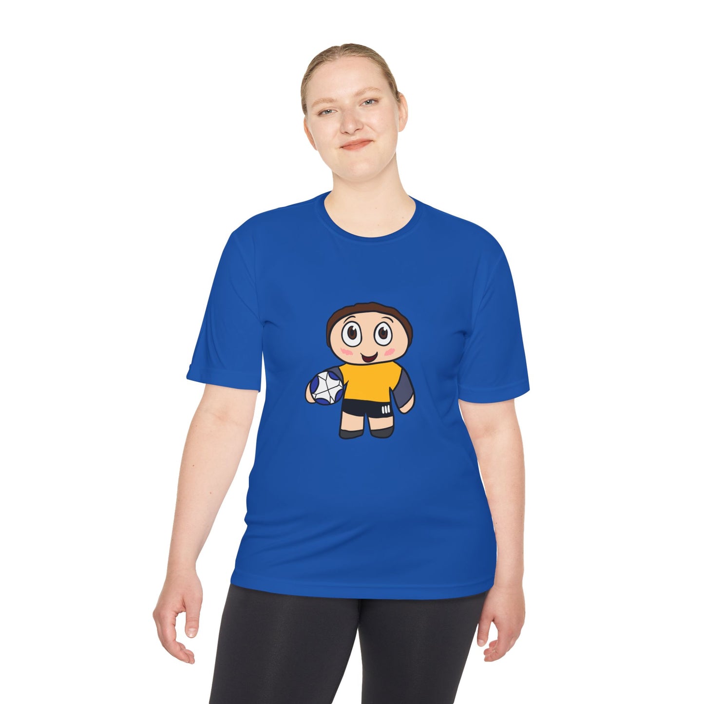 Youth Rugby Player Moisture-Wicking Tee — Cute Cartoon Rugby Shirt