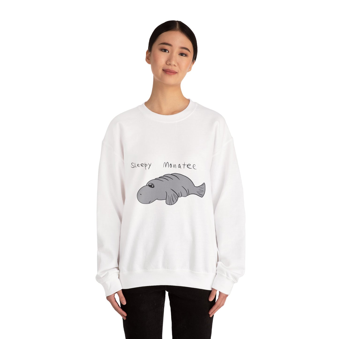 Sleepy Manatee Crewneck Sweatshirt — Cute Lazy Manatee Graphic