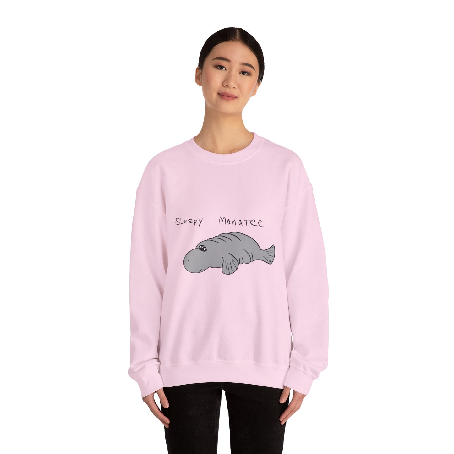 Sleepy Manatee Crewneck Sweatshirt — Cute Lazy Manatee Graphic