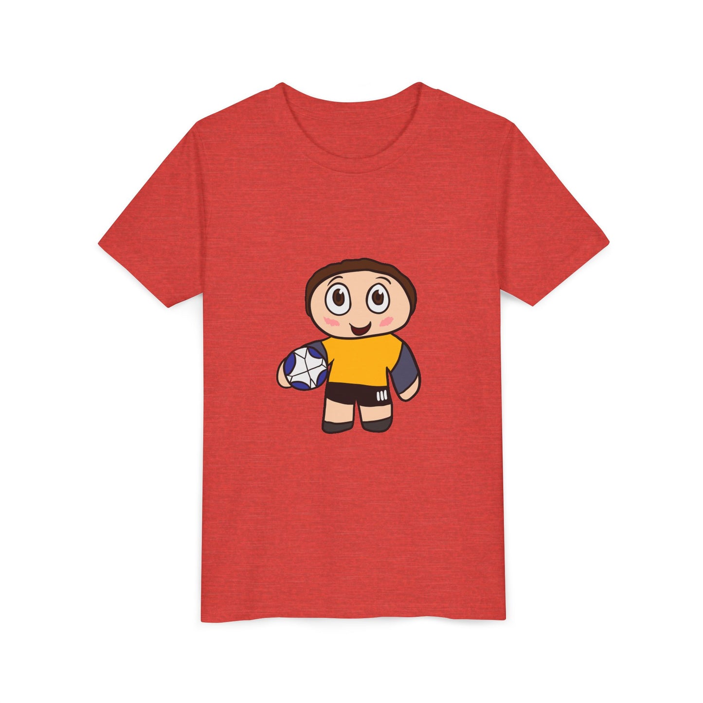 Youth Soccer Player T-Shirt — Cute Cartoon Kid with Ball