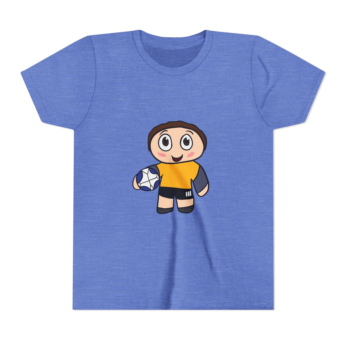 Youth Soccer Player T-Shirt — Cute Cartoon Kid with Ball