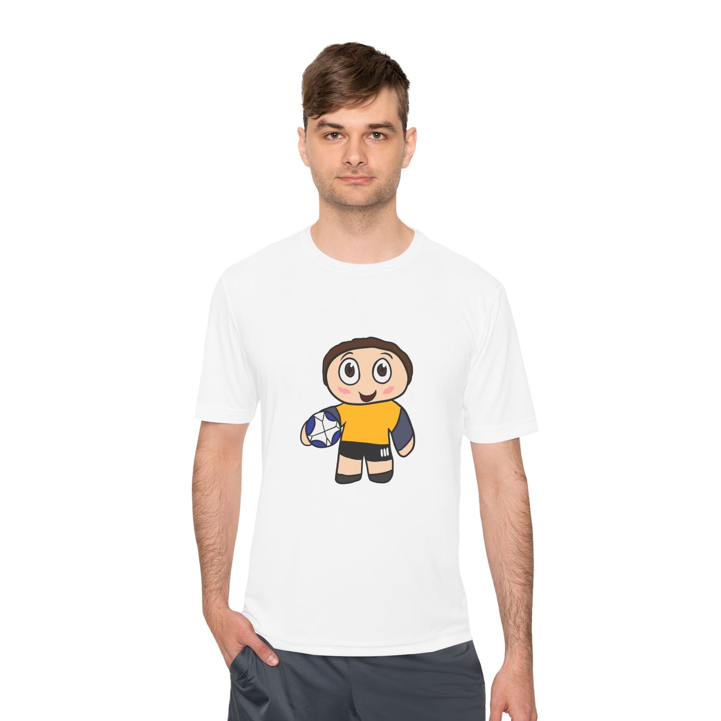 Youth Rugby Player Moisture-Wicking Tee — Cute Cartoon Rugby Shirt