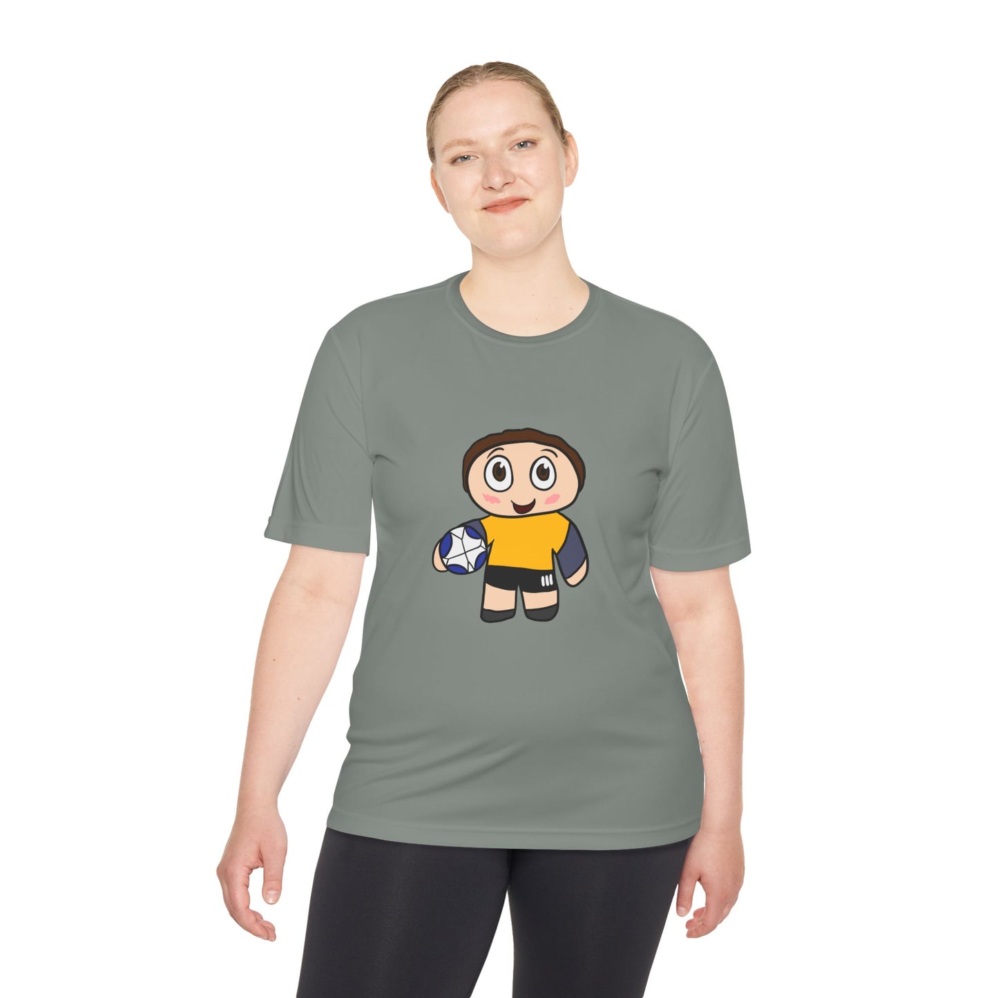 Youth Rugby Player Moisture-Wicking Tee — Cute Cartoon Rugby Shirt