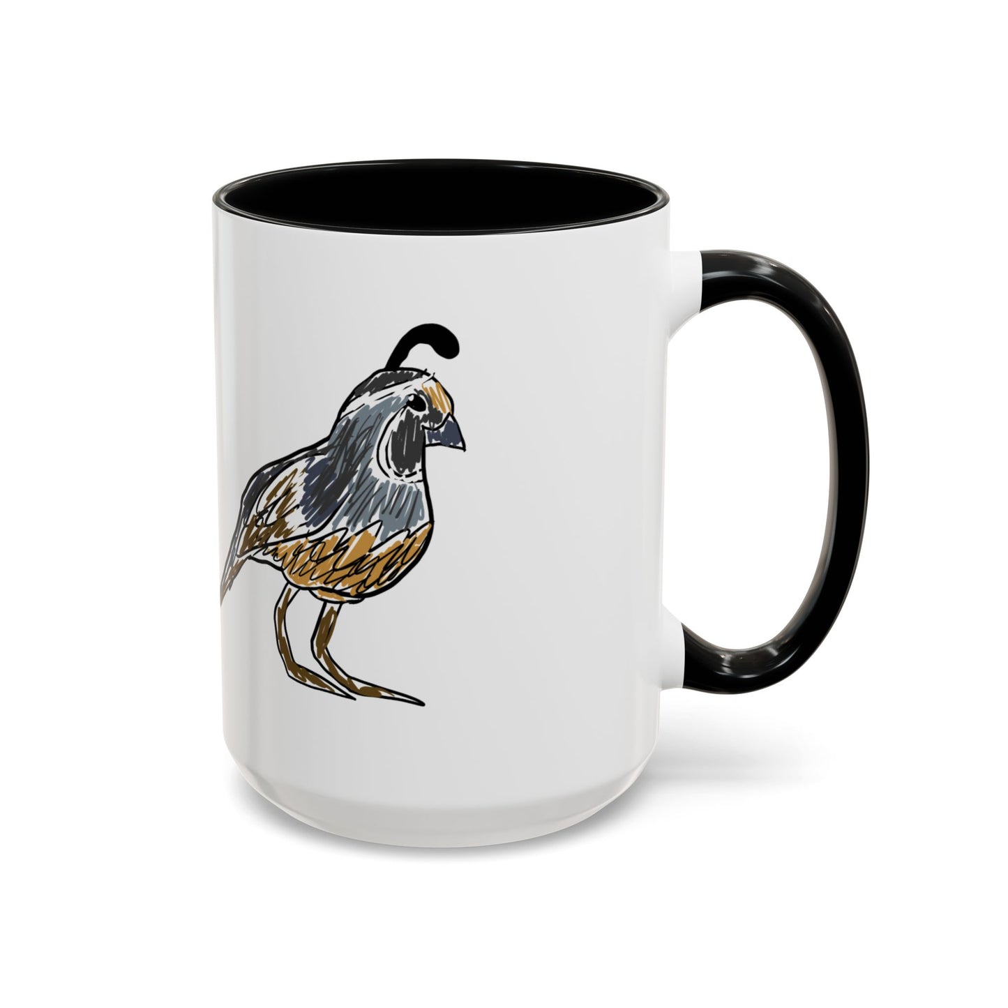 Quail Bird Coffee Mug — Hand-Drawn California Quail Accent Mug