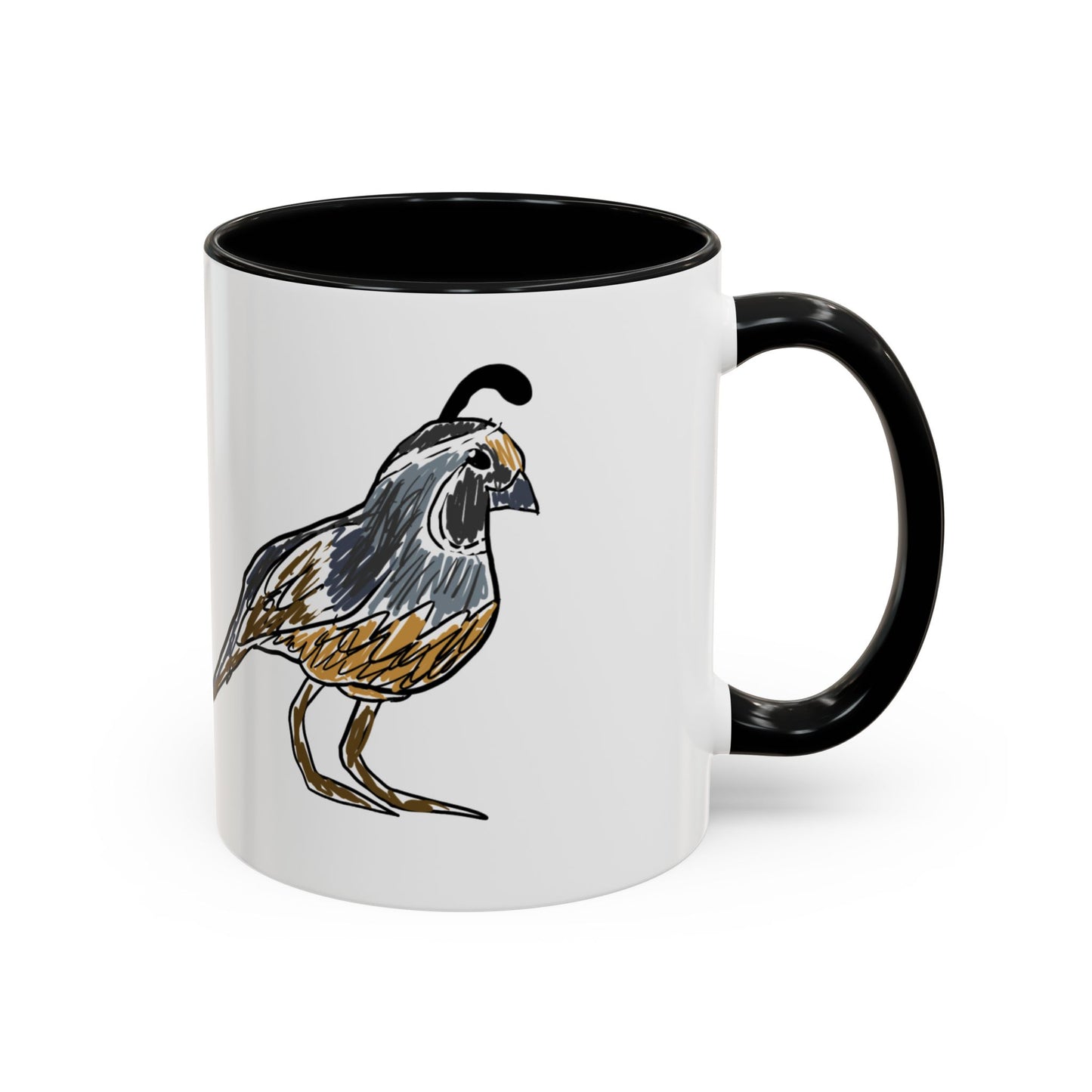 Quail Bird Coffee Mug — Hand-Drawn California Quail Accent Mug