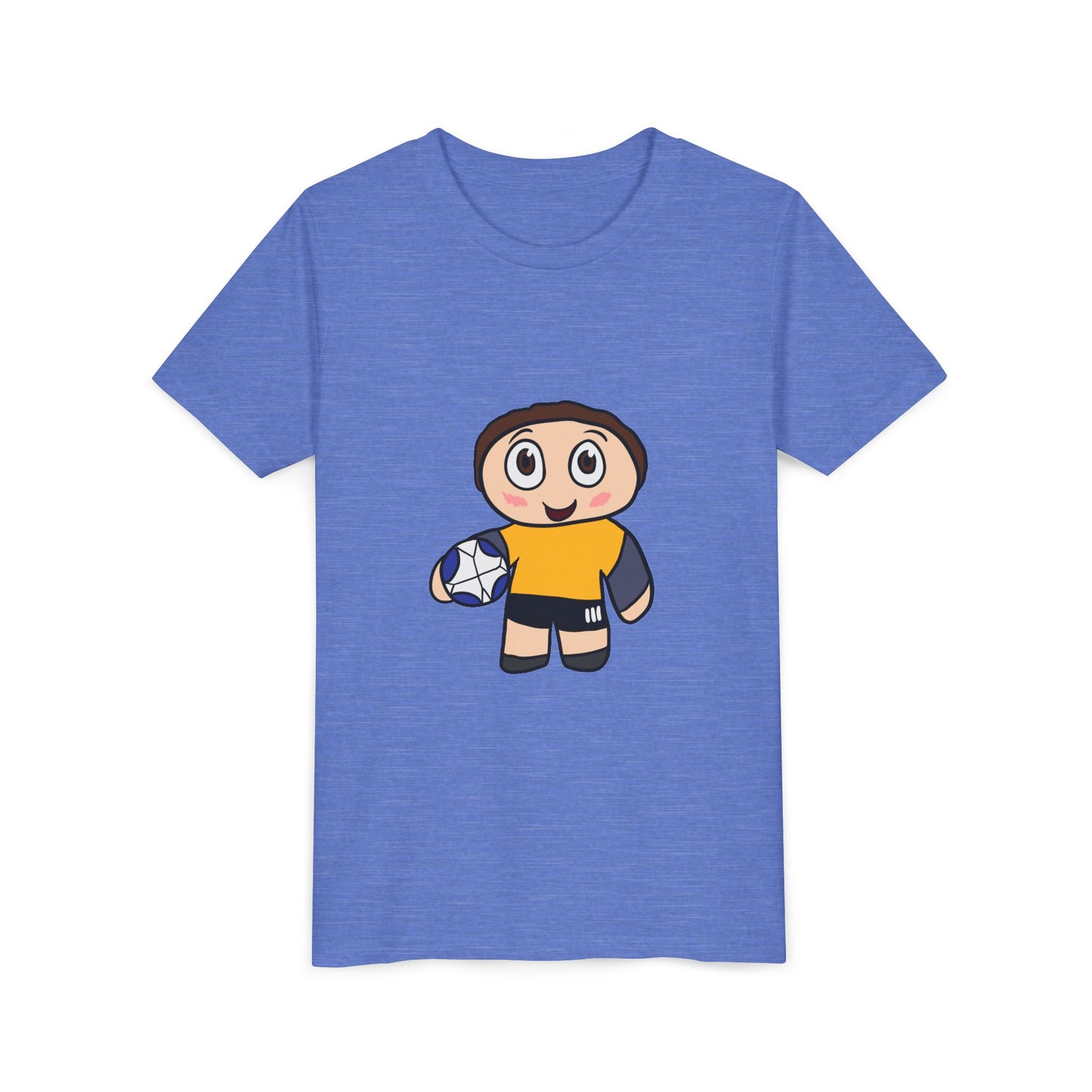 Youth Soccer Player T-Shirt — Cute Cartoon Kid with Ball
