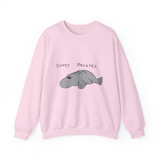 Sleepy Manatee Crewneck Sweatshirt — Cute Lazy Manatee Graphic