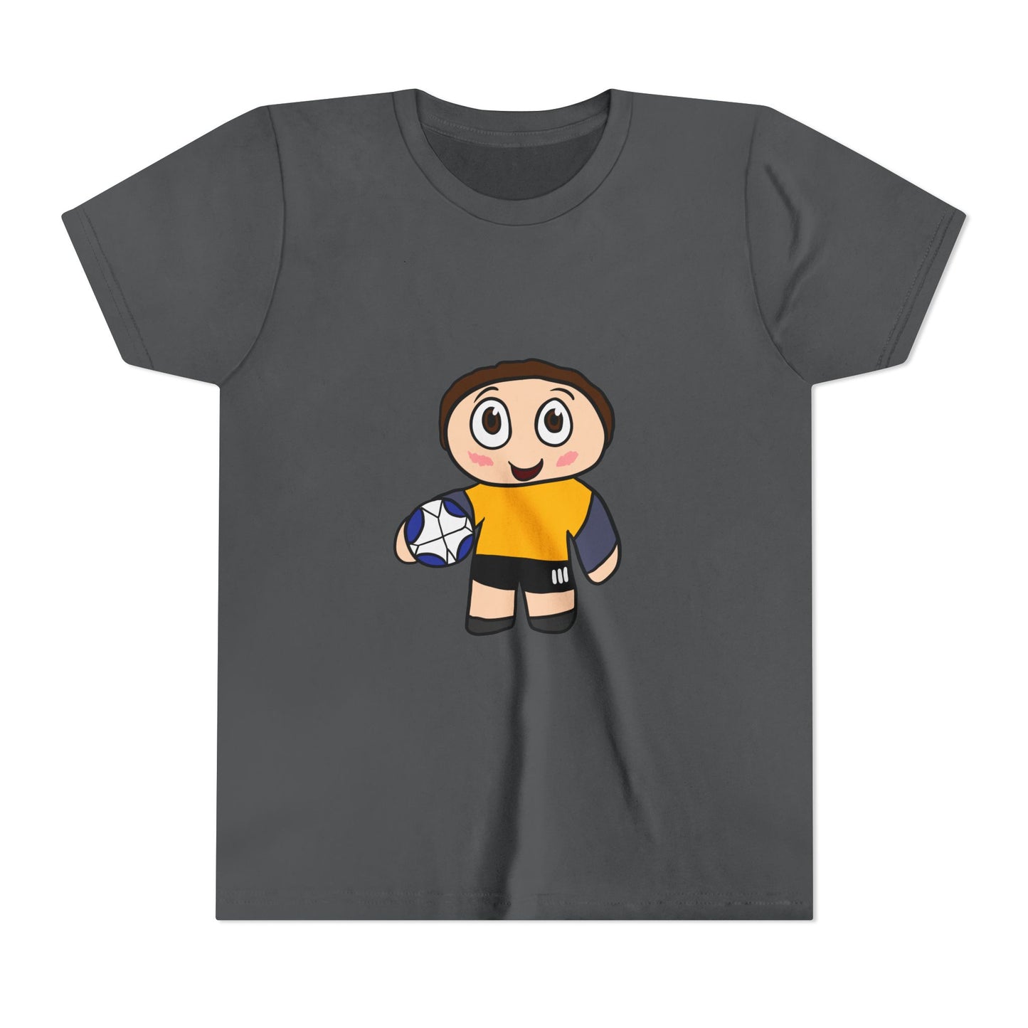 Youth Soccer Player T-Shirt — Cute Cartoon Kid with Ball