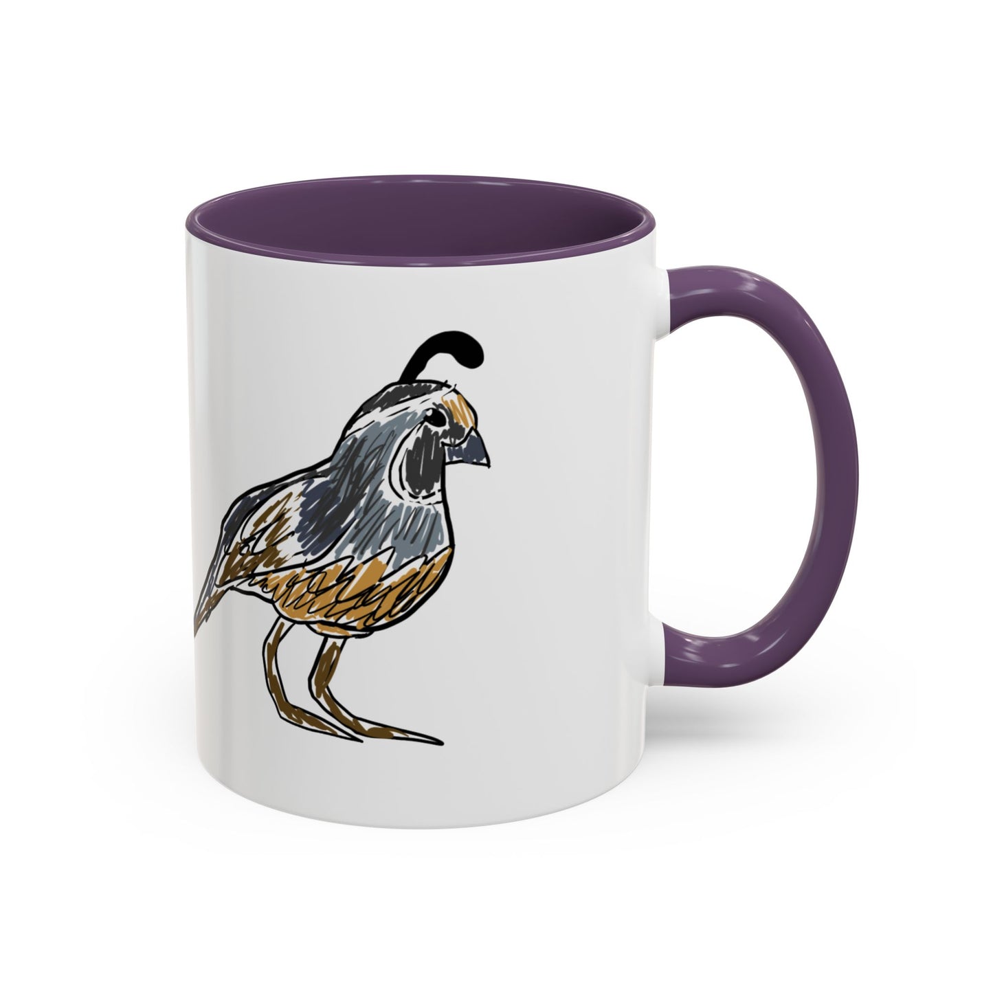 Quail Bird Coffee Mug — Hand-Drawn California Quail Accent Mug