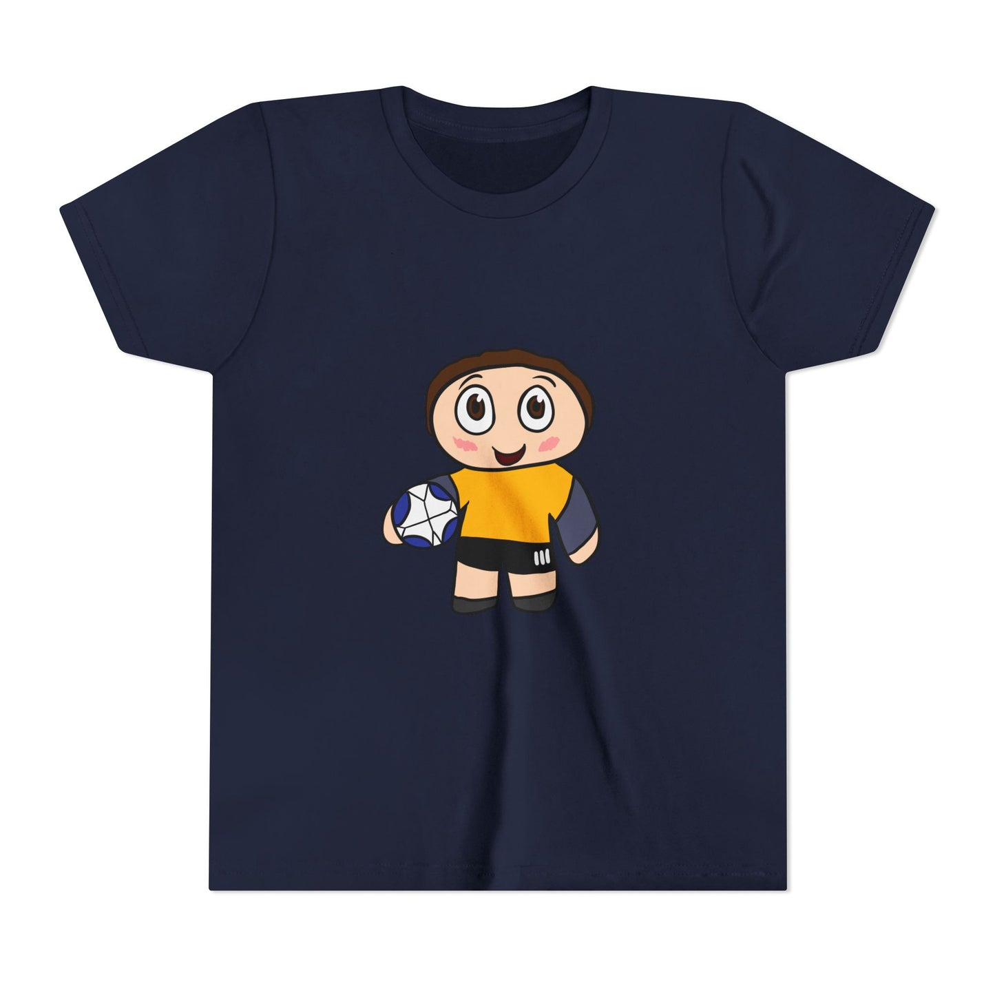 Youth Soccer Player T-Shirt — Cute Cartoon Kid with Ball