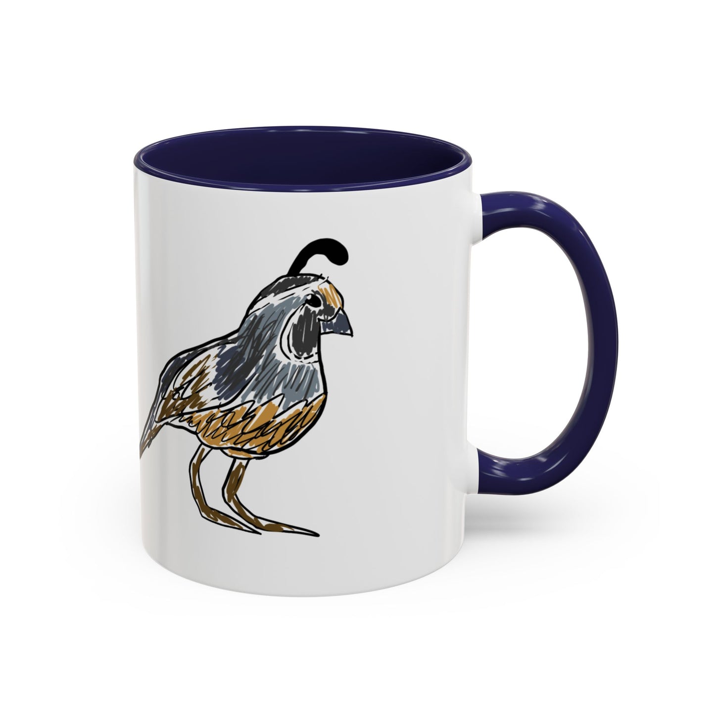 Quail Bird Coffee Mug — Hand-Drawn California Quail Accent Mug